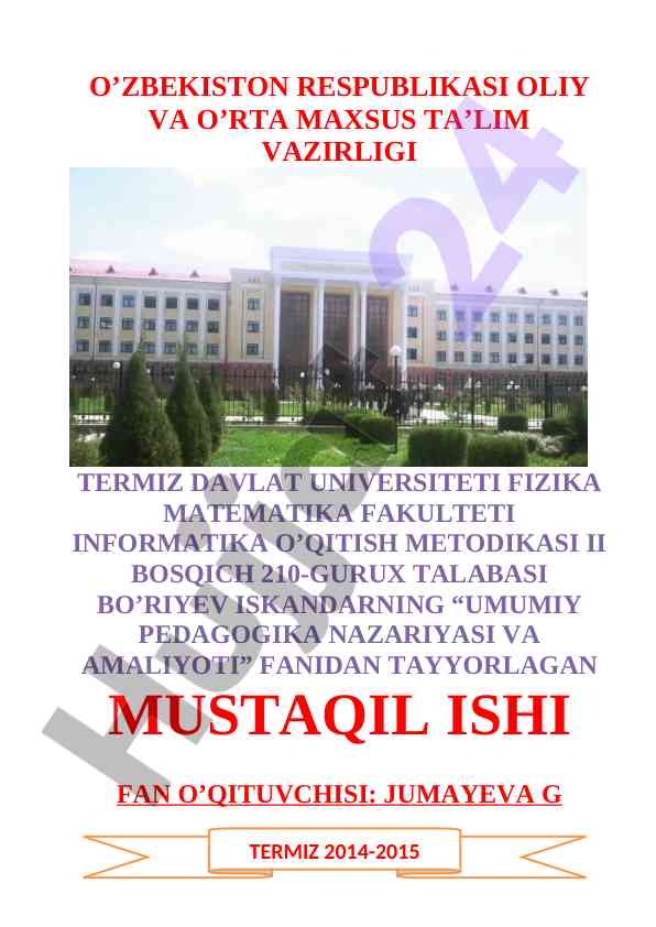 Didaktika – ta'lim nazariyasi sifatida