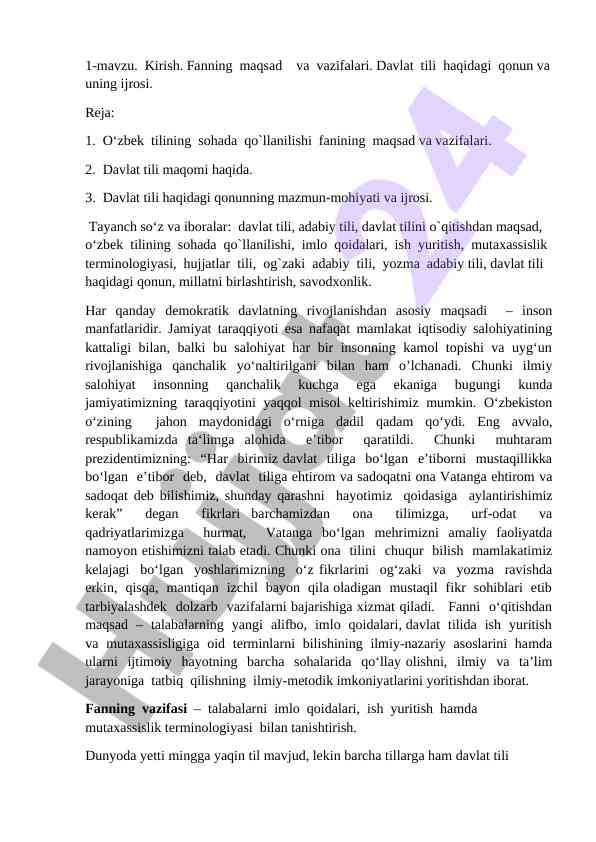 Kirish davlat tili haqidagi qonun va ijrosi