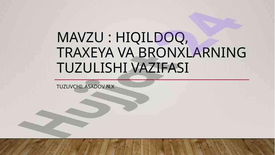 Hiqildoq, traxeya va bronxlarning tuzilishi bo'yicha tadqiqot