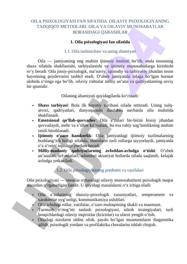 Oila psixologiyasi fan sifatida