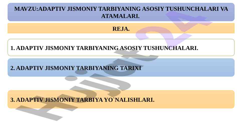 Adaptiv jismoniy tarbiyaning asosiy tushunchalari