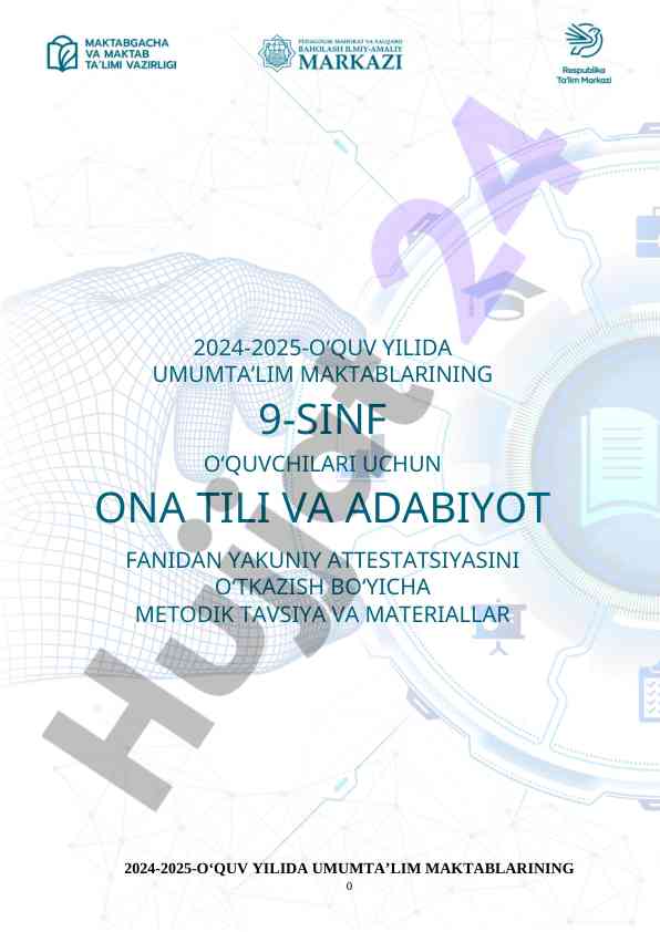 9-sinf o‘quvchilari uchun ona tili nazorat imtihoni