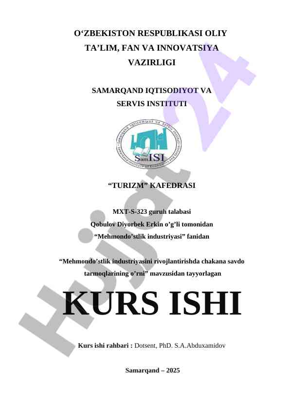 Mehmondo‘stlik industriyasini rivojlantirishda savdo tarmoqlari
