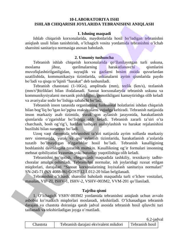 Tebranishni aniqlash usullari bilan tanishish