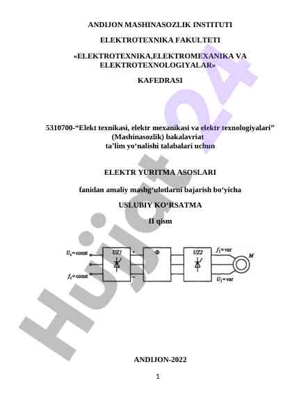 Elektr yuritma asoslari uslubiy ko‘rsatma ii qism