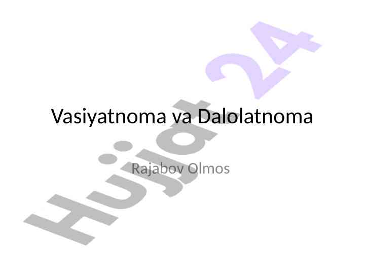 Vasiyatnoma tushunchasi va tuzish tartibi