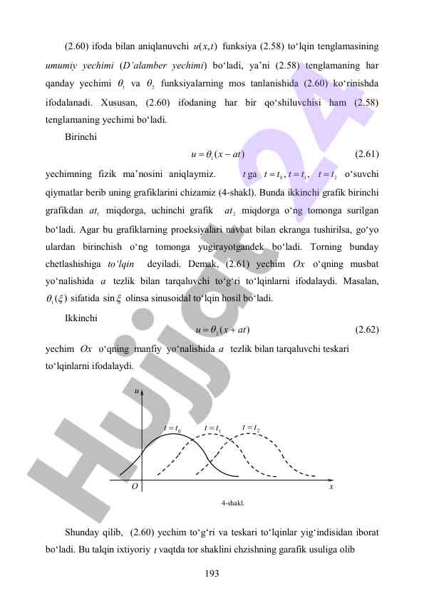 To‘lqin tenglamasining yechimlari va grafik analizi