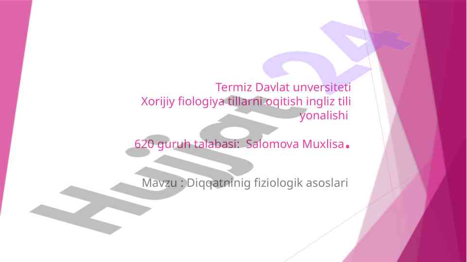 Diqqatning fiziologik asoslari va ta'siri