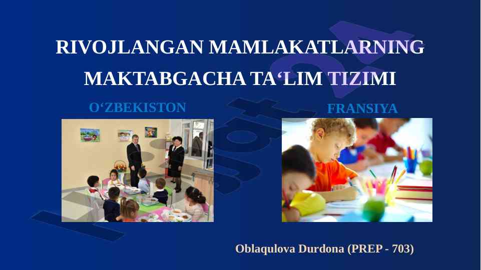 Maktabgacha ta'lim tizimi rivojlantirish bo'yicha tahlil