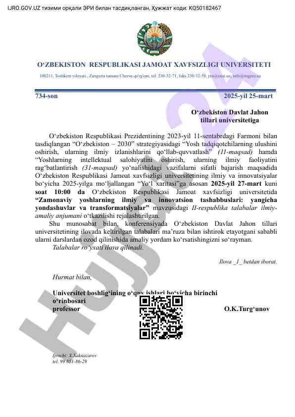 Zamonaviy yoshlarning ilmiy va innovatsion tashabbuslari