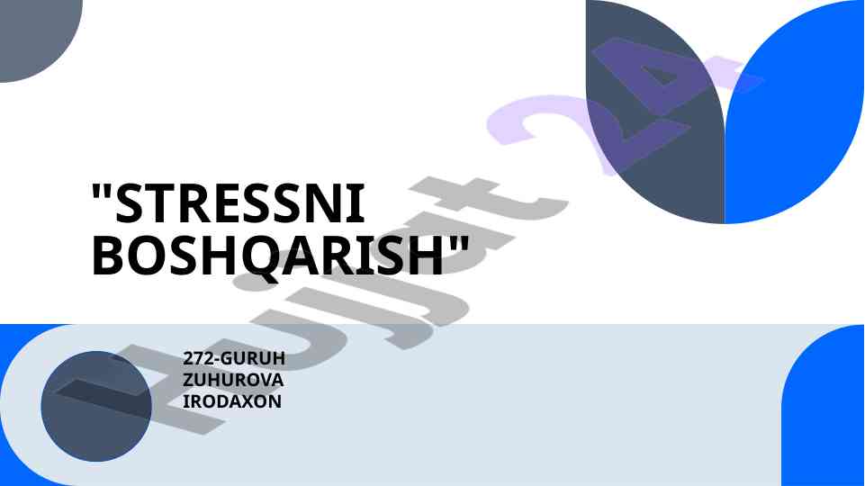 Stressni boshqarish usullari hayot sifatini yaxshilashda