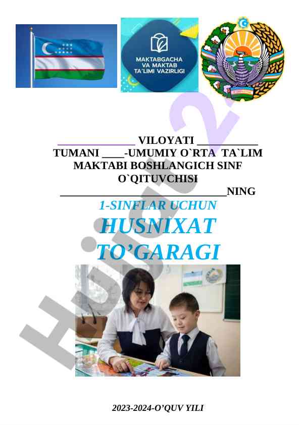 Husnixat to‘garagi dars ishlanmalari 2023-2024