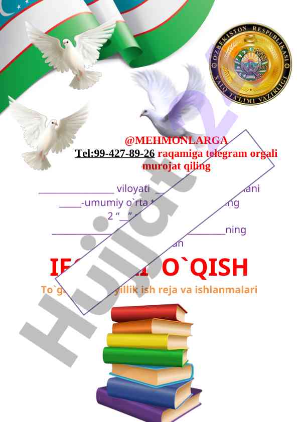 Ijodiy o'qish to'garagi yillik ish rejasi