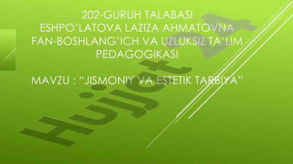 Jismoniy va estetik tarbiya bo‘yicha o‘quv qo‘llanma