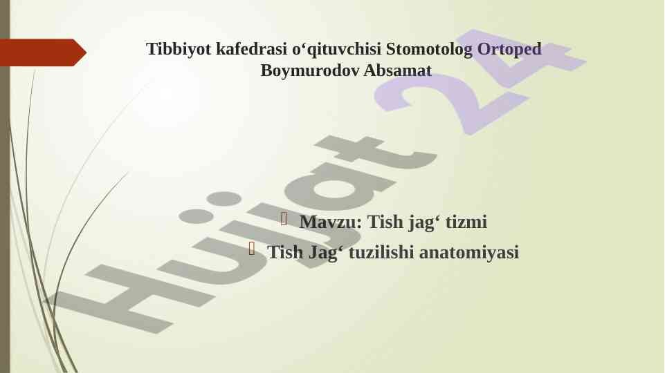 Tish jagʻ tizimi anatomiyasi haqida o‘quv qo‘llanma