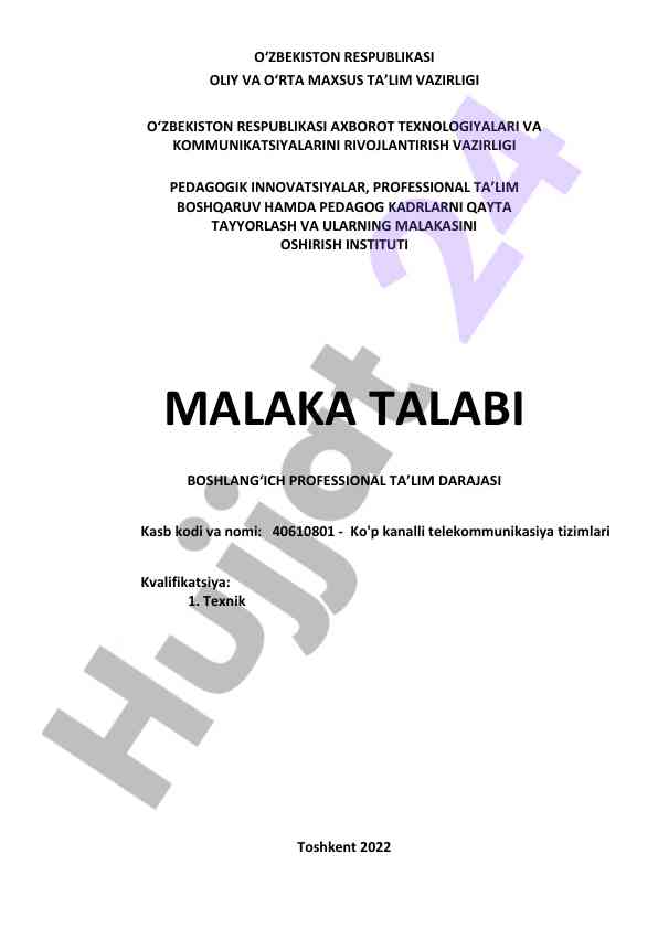 Malaka talabi boshlang‘ich professional ta’lim dasturi