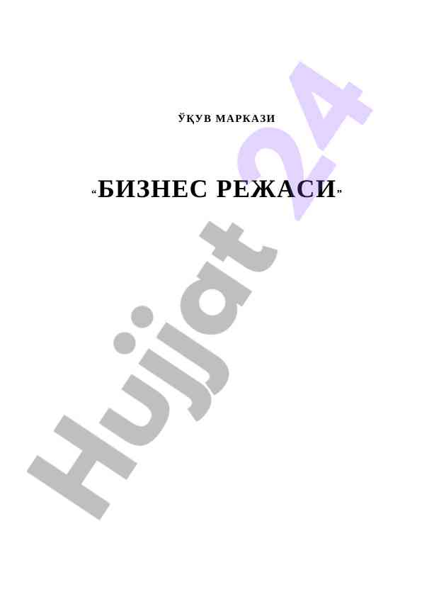 Umumiy ma'lumotlar biznes rejasi va faoliyat turi