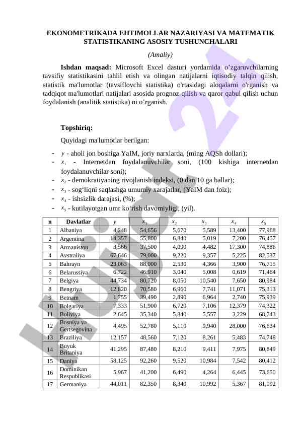 Ekonometriyada Ehtimollar Nazariyasi Va Asosiy Tushunchalari