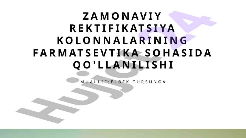 Zamonaviy rektifikatsiya kolonnalari farmatsevtikada