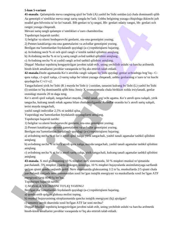 Qalampir meva rangi va genotiplarni o‘rganish