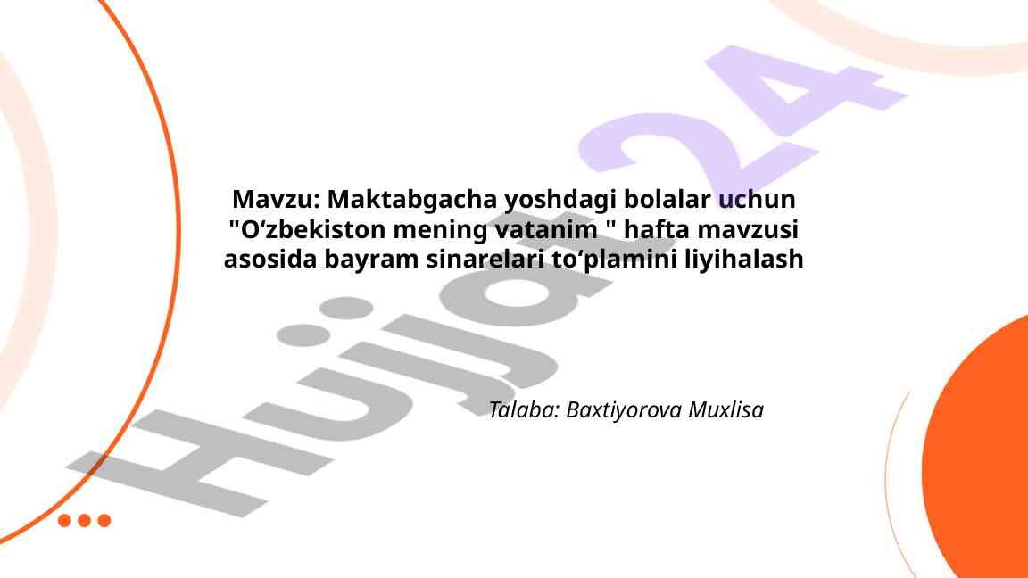 O'zbekiston Mening Vatanim Hafta Mavzusi
