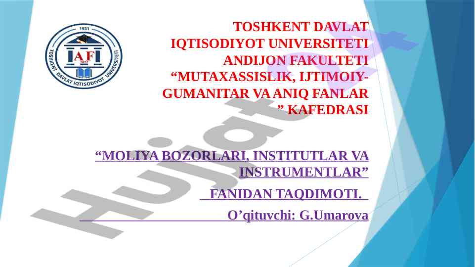 Islom qimmatli qog‘ozlari bozori taqdimoti