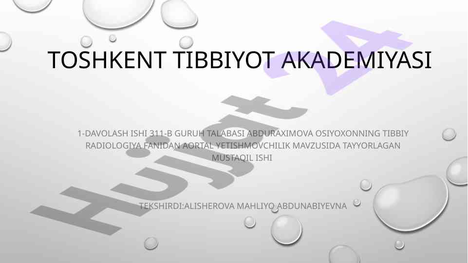 Aortal yetishmovchilikning tibbiy radiologiyasi