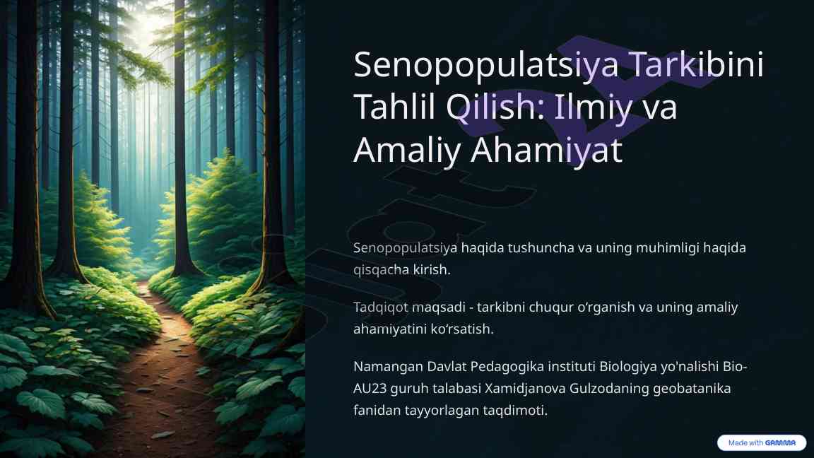 Senopopulatsiya tarkibini tahlil qilish: ilmiy ahamiyat