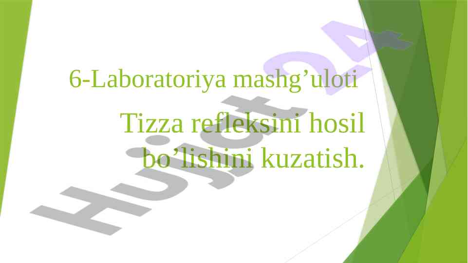 Tizza refleksini hosil bo'lishini kuzatish