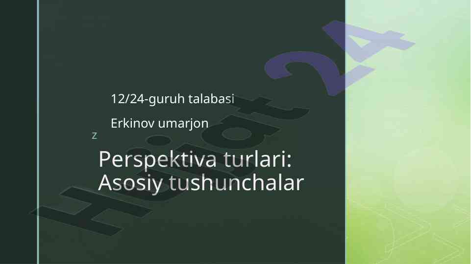 Perspektiva turlari asosiy tushunchalar