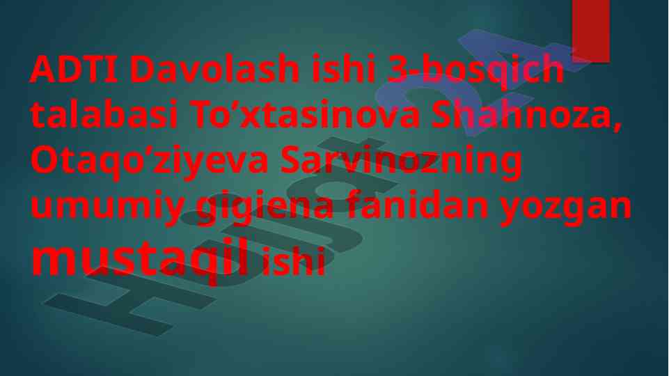 Kasalxona xonalarining insolyatsiyasi va yoritilish