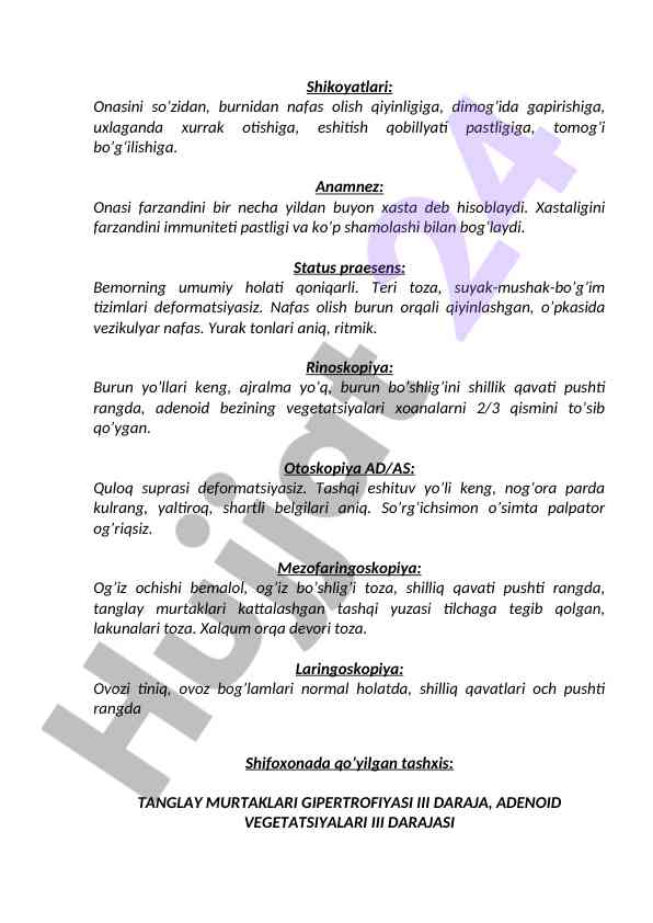 Nafas olish qiyinligi va otoskopiya tahlili