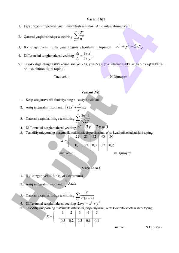 Matematik hisoblash masalalari va osonliklar