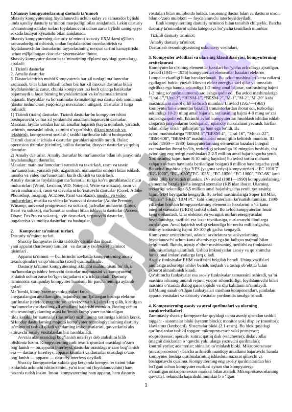 Shaxsiy kompyuter dasturiy ta'minoti turlari