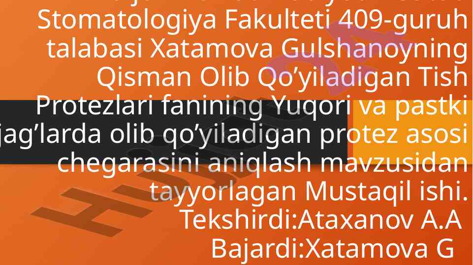 Yuqori va pastki jag'lar uchun tish protezlari chegaralari