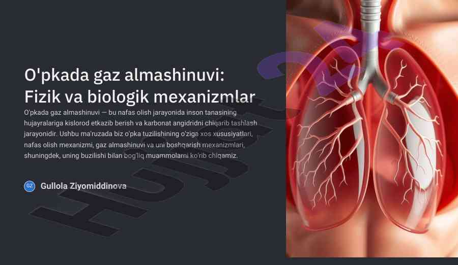 O'pkada gaz almashinuvi mexanizmlari tahlili