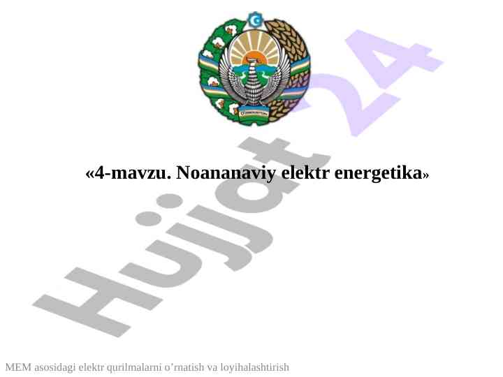 Noananaviy elektr energetika asoslari