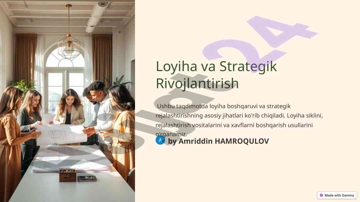 Loyiha boshqaruvi va strategik rejalashtirish