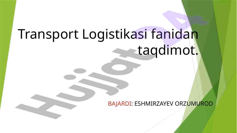 Transport logistikasi axborot oqimlari taqdimoti