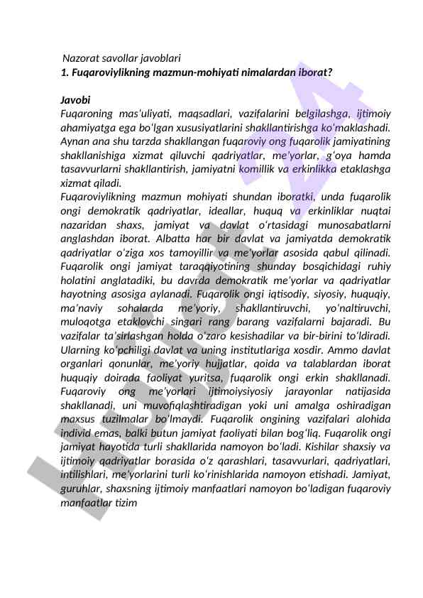 Fuqaroviylikning mazmun-mohiyati va ahamiyati