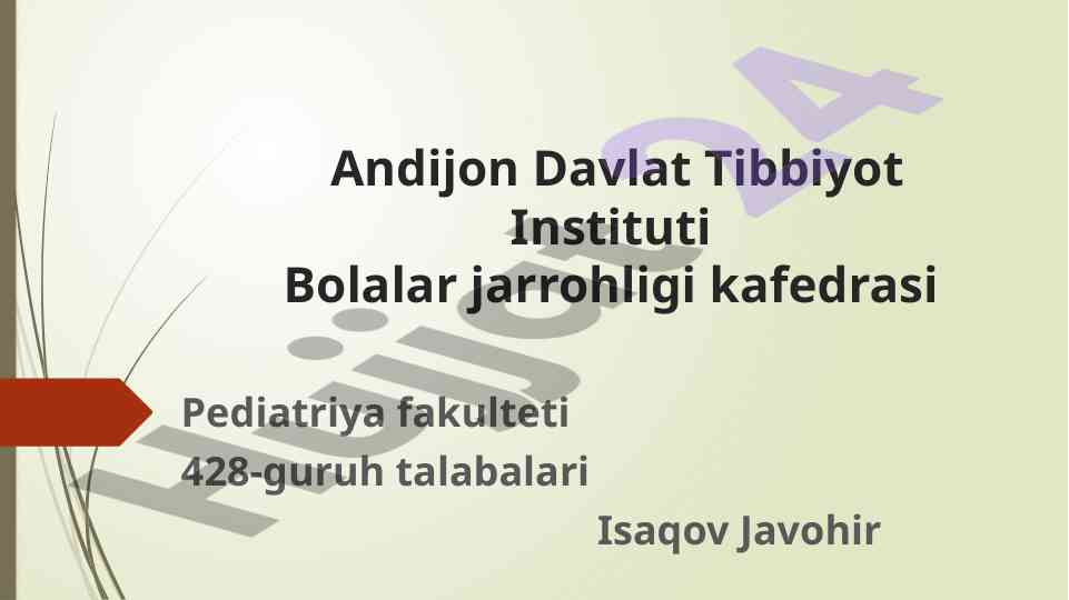 Bolalarda o‘tkir appenditsit taqdimoti