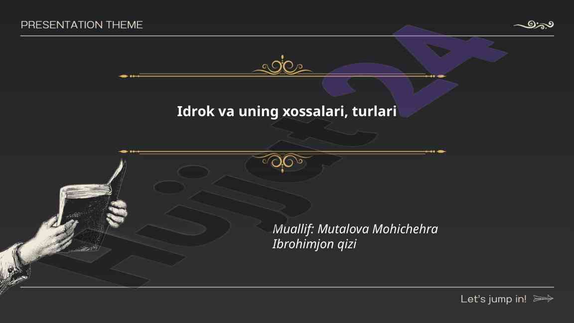 Idrok va uning xossalari turlari haqida ma'lumotlar