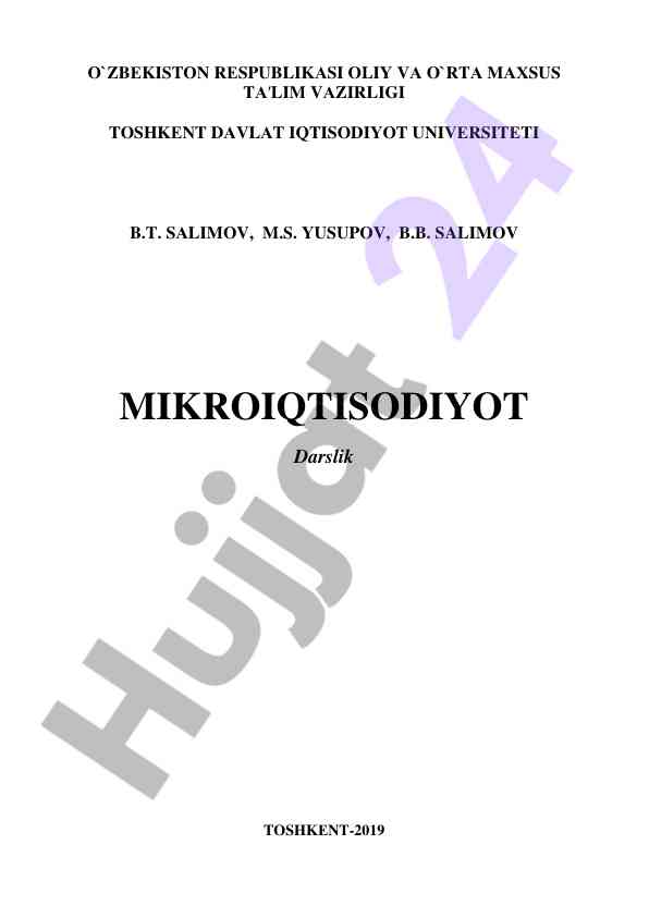 Mikroiqtisodiyot darslik mullifi tahlili