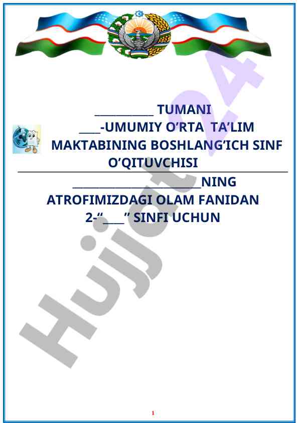 Atrofimizdagi olam fanidan mavzuiy rejalashtirish