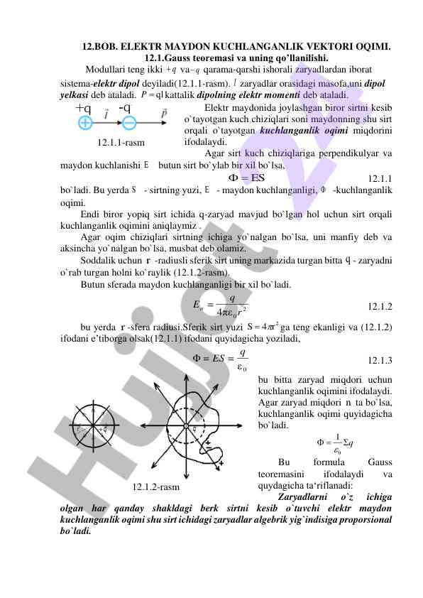 Elektr maydon kuchlanganlik vektori oqimi haqida