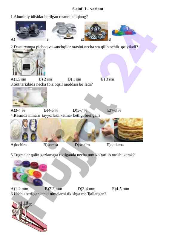 6-sinf i - dasturlash va yoqilg'i fizikasi testi