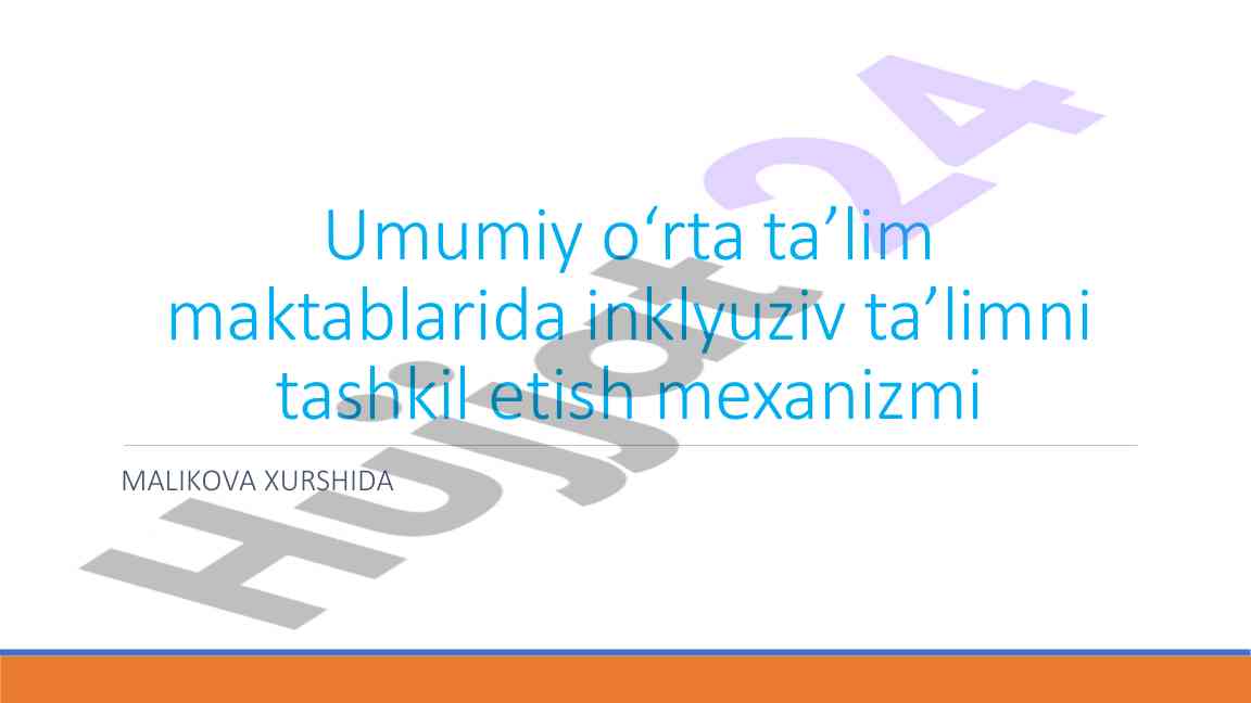 Inklyuziv ta’limni tashkil etish mexanizmlari