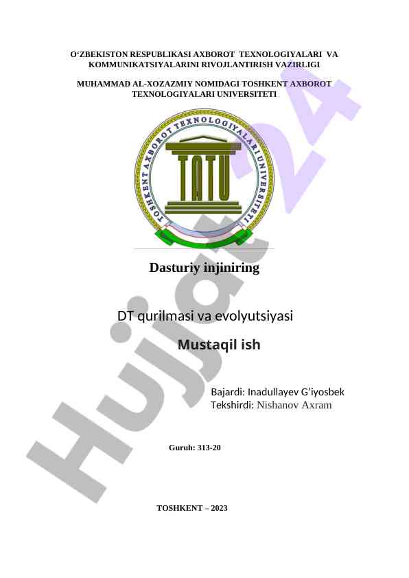 Dasturiy ta’minot obyektining tizimli tahlili