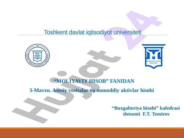 Asosiy vositalar va nomoddiy aktivlar hisobi
