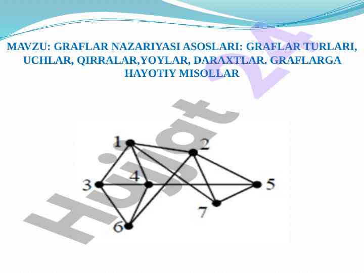 Graflar nazariyasi asoslari: turlar va misollar